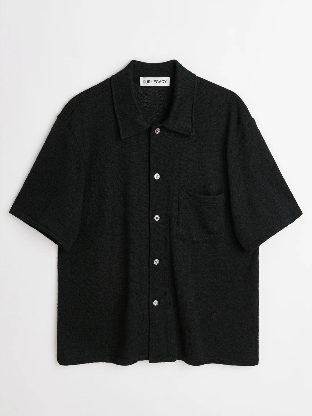Our Legacy Box Shortsleeve in Black Boucle Size 48
